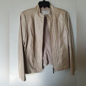 Doncaster  Cream Woven Leather Blazer